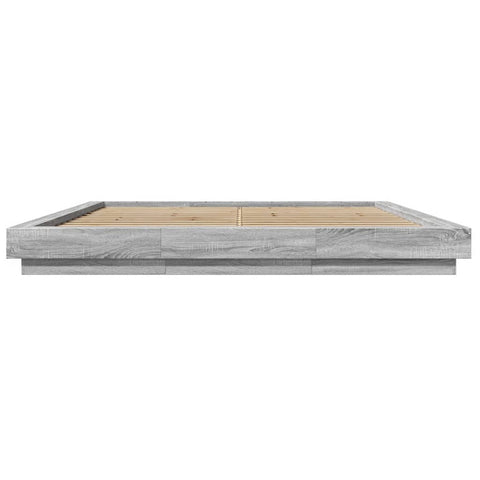 vidaXL Bed Frame with LED Lights without Mattress Grey Sonoma 180x200cm