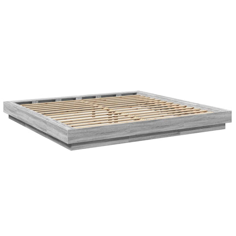 vidaXL Bed Frame with LED Lights without Mattress Grey Sonoma 180x200cm