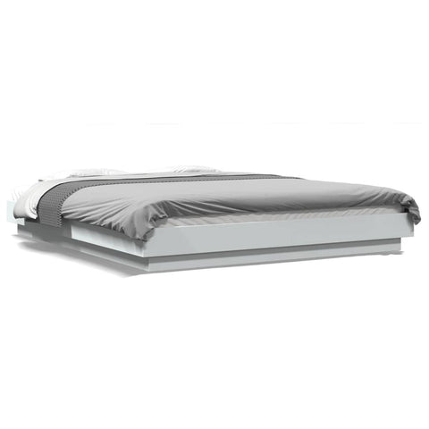 vidaXL Bed Frame with LED Lights without Mattress White 160x200cm
