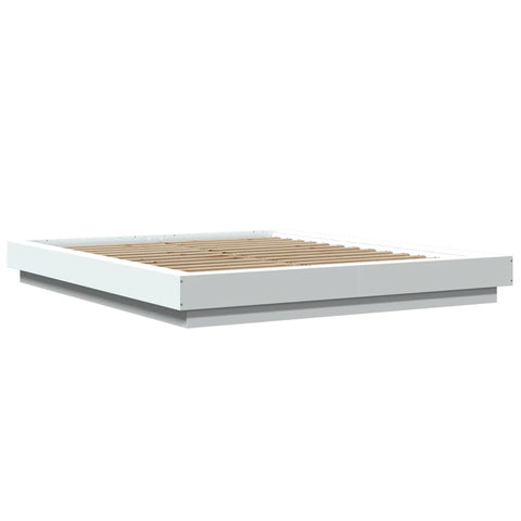 vidaXL Bed Frame with LED Lights without Mattress White 160x200cm