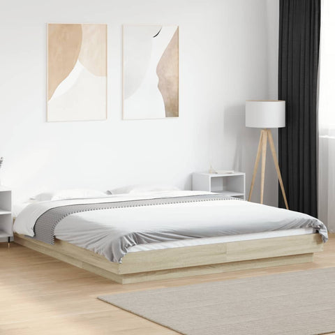 vidaXL Bed Frame with LED Lights without Mattress Sonoma Oak 160x200cm