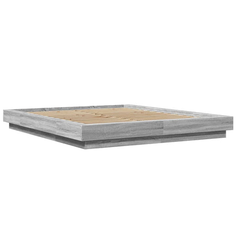 vidaXL Bed Frame with LED Lights without Mattress Grey Sonoma 160x200cm