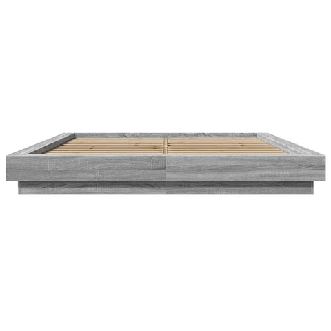vidaXL Bed Frame with LED Lights without Mattress Grey Sonoma 160x200cm