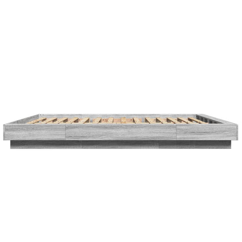 vidaXL Bed Frame with LED Lights without Mattress Grey Sonoma 160x200cm