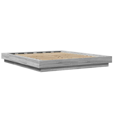 vidaXL Bed Frame with LED Lights without Mattress Grey Sonoma 160x200cm