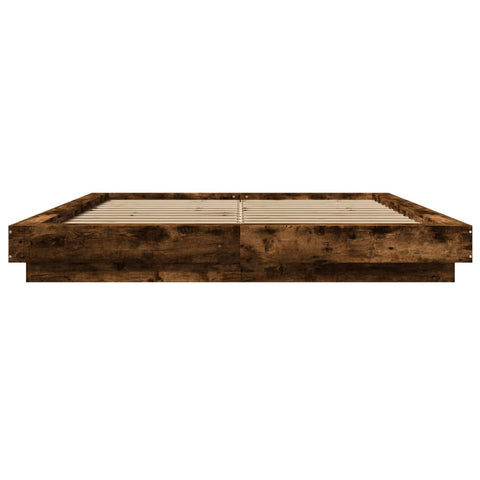 vidaXL Bed Frame with LED Lights without Mattress Smoked Oak 150x200cm