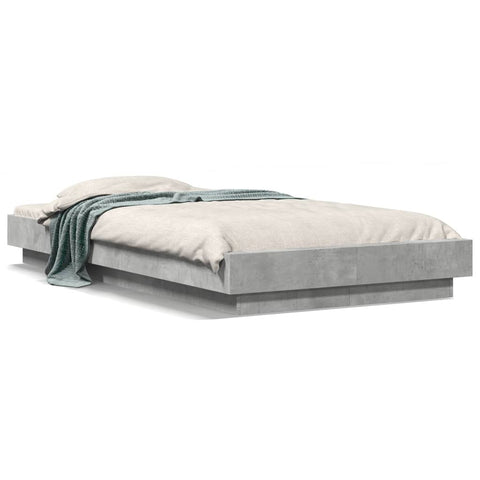 vidaXL Bed Frame with LED Lights without Mattress Concrete Grey 90x200cm