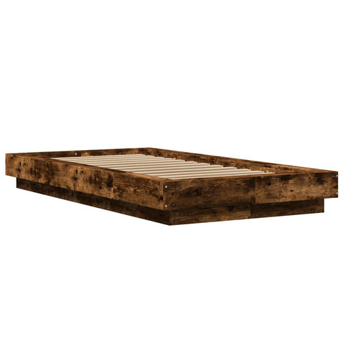 vidaXL Bed Frame with LED Lights without Mattress Smoked Oak 90x200cm