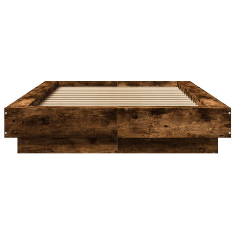 vidaXL Bed Frame with LED Lights without Mattress Smoked Oak 90x200cm