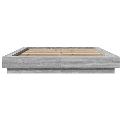 vidaXL Bed Frame with LED Lights without Mattress Grey Sonoma 135x190cm
