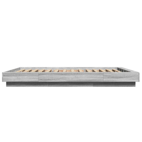 vidaXL Bed Frame with LED Lights without Mattress Grey Sonoma 135x190cm