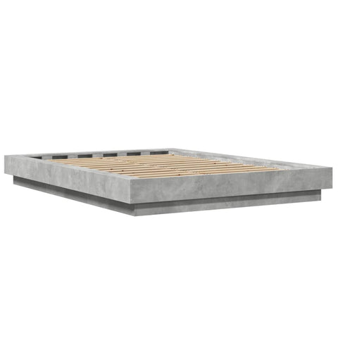 vidaXL Bed Frame with LED Lights without Mattress Concrete Grey 120x190cm