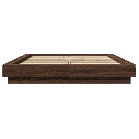 vidaXL Bed Frame with LED Lights without Mattress Brown Oak 120x190cm