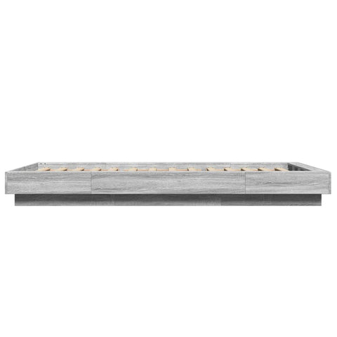 vidaXL Bed Frame with LED Lights without Mattress Grey Sonoma 90x190cm