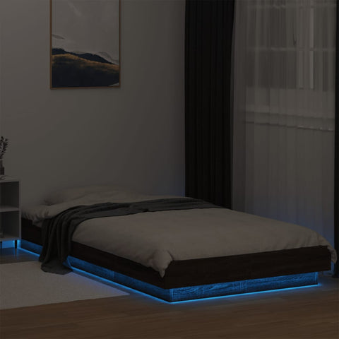 vidaXL Bed Frame with LED Lights without Mattress Brown Oak 90x190cm