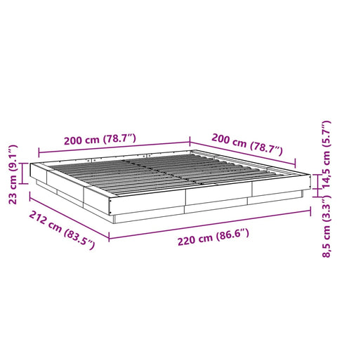vidaXL Bed Frame without Mattress White 200x200 cm