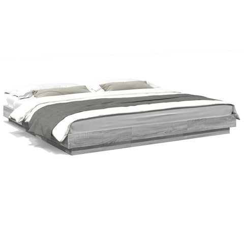 vidaXL Bed Frame without Mattress Grey Sonoma 180x200 cm Super King