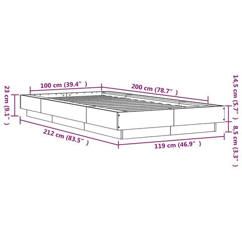 vidaXL Bed Frame without Mattress Sonoma Oak 100x200 cm
