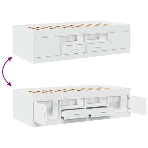 vidaXL Daybed with Drawers without Mattress White 100x200 cm