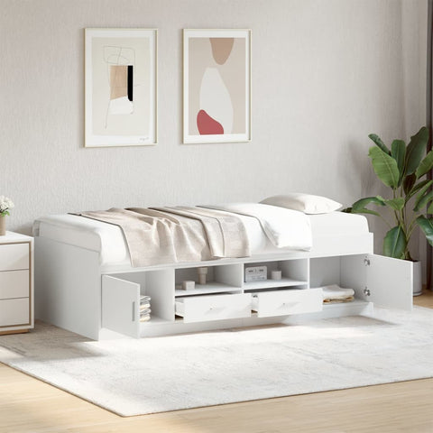 vidaXL Daybed with Drawers without Mattress White 100x200 cm