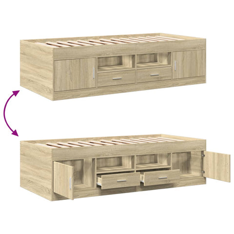 vidaXL Daybed with Drawers without Mattress Sonoma Oak 100x200 cm