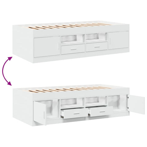 vidaXL Daybed with Drawers without Mattress White 90x200 cm