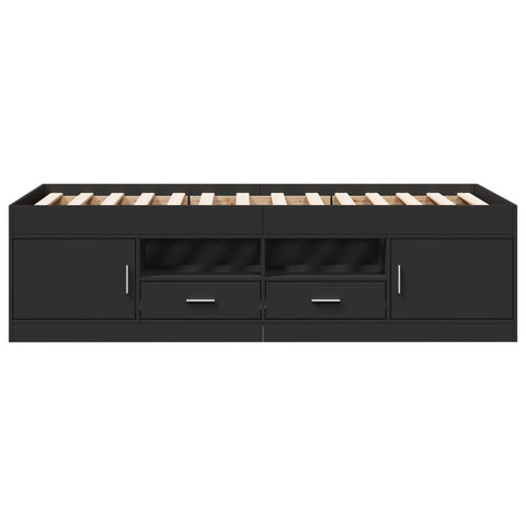 vidaXL Daybed with Drawers without Mattress Black 90x200 cm