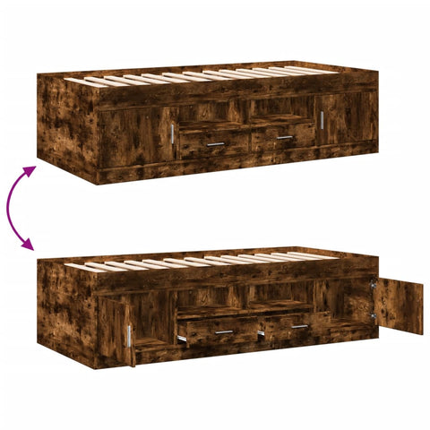 vidaXL Daybed with Drawers without Mattress Smoked Oak 90x200 cm
