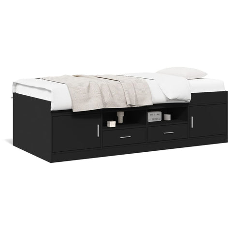 vidaXL Daybed with Drawers without Mattress Black 90x190 cm Single