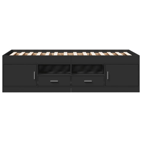 vidaXL Daybed with Drawers without Mattress Black 90x190 cm Single