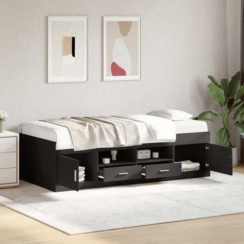 vidaXL Daybed with Drawers without Mattress Black 90x190 cm Single