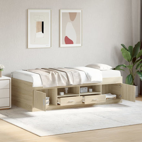 vidaXL Daybed with Drawers without Mattress Sonoma Oak 90x190 cm Single