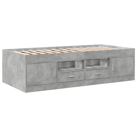 vidaXL Daybed with Drawers without Mattress Concrete Grey 90x190 cm Single