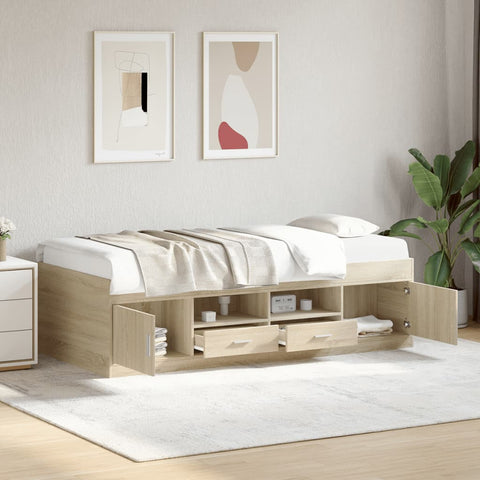 vidaXL Daybed with Drawers without Mattress Sonoma Oak 75x190 cm Small Single