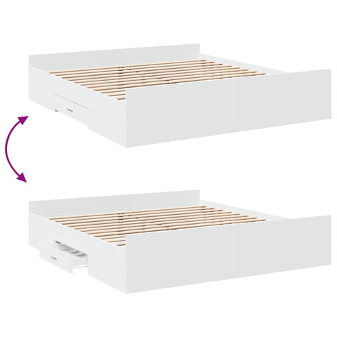 vidaXL Bed Frame with Drawers without Mattress White 200x200 cm
