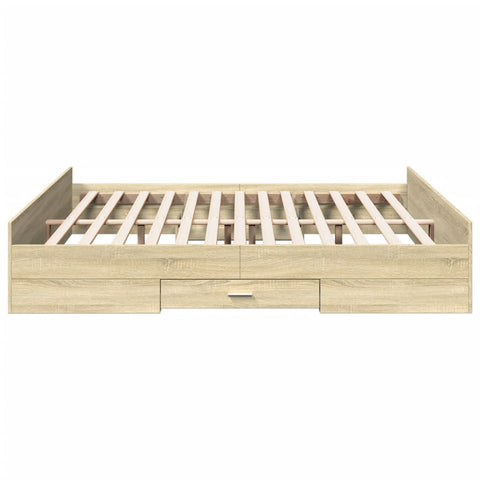 vidaXL Bed Frame with Drawers without Mattress Sonoma Oak 200x200 cm