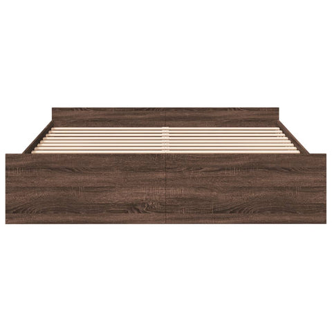 vidaXL Bed Frame with Drawers without Mattress Brown Oak 200x200 cm