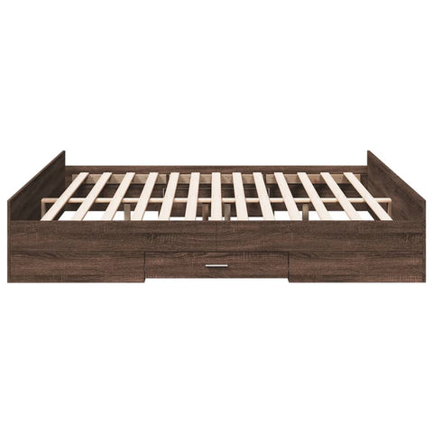 vidaXL Bed Frame with Drawers without Mattress Brown Oak 200x200 cm