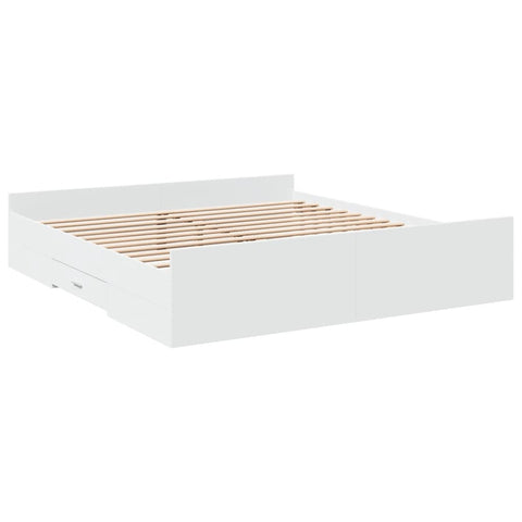 vidaXL Bed Frame with Drawers without Mattress White 180x200 cm Super King