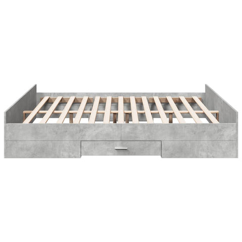 vidaXL Bed Frame with Drawers without Mattress Concrete Grey 180x200 cm Super King