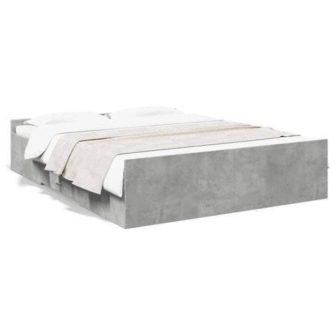 vidaXL Bed Frame with Drawers without Mattress Concrete Grey 160x200 cm