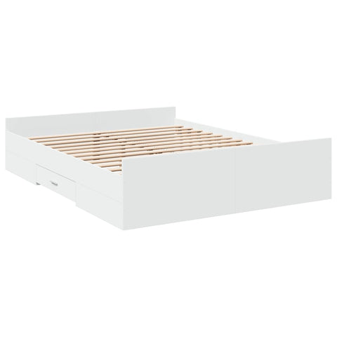 vidaXL Bed Frame with Drawers without Mattress White 150x200 cm King Size