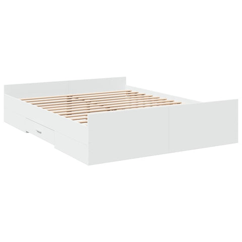 vidaXL Bed Frame with Drawers without Mattress White 150x200 cm King Size