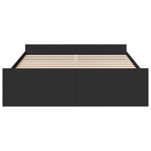 vidaXL Bed Frame with Drawers without Mattress Black 150x200 cm King Size