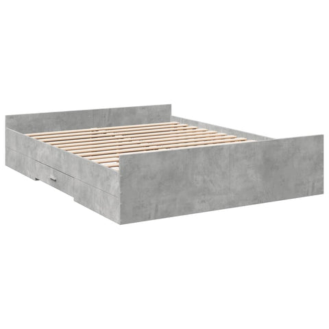 vidaXL Bed Frame with Drawers without Mattress Concrete Grey 150x200 cm King Size