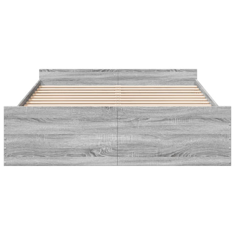 vidaXL Bed Frame with Drawers without Mattress Grey Sonoma 150x200 cm King Size
