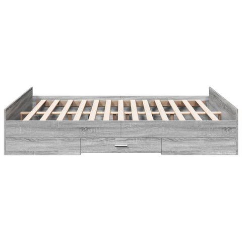 vidaXL Bed Frame with Drawers without Mattress Grey Sonoma 150x200 cm King Size