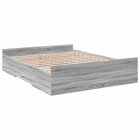 vidaXL Bed Frame with Drawers without Mattress Grey Sonoma 150x200 cm King Size