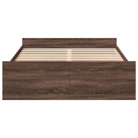 vidaXL Bed Frame with Drawers without Mattress Brown Oak 120x190 cm Small Double