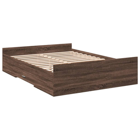 vidaXL Bed Frame with Drawers without Mattress Brown Oak 120x190 cm Small Double
